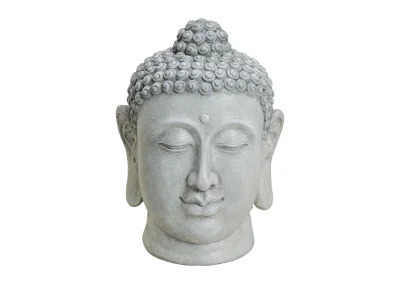 Dekoration Buddha XL gr hoved magnesia (B/H/D) 33x48x33 cm , hemmetshjarta.dk