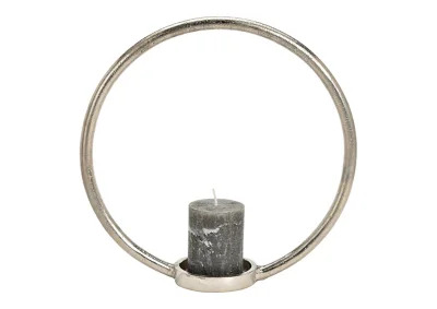 Lysestage Circle Metal Slv (B/H/D) 32x32x10cm , hemmetshjarta.dk