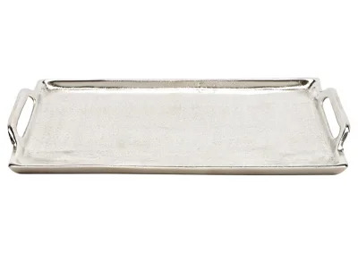 Dekorativ bakke med slv metalhndtag (B/H/D) 36x3x21cm , hemmetshjarta.dk