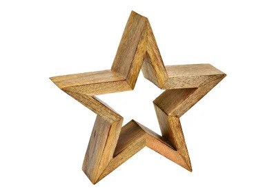 Dekorativ stjerne af mangotr (B/H/D) 24x23x6cm , hemmetshjarta.dk