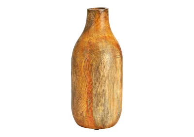 Dekorativ vase af brunt mangotr (B/H/D) 11x25x11cm , hemmetshjarta.dk