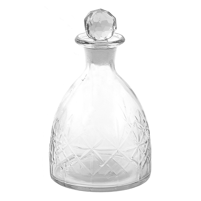 Dekorativ flaske med glashtte  13x H 21 cm Vandkande i gennemsigtigt glas , hemmetshjarta.dk