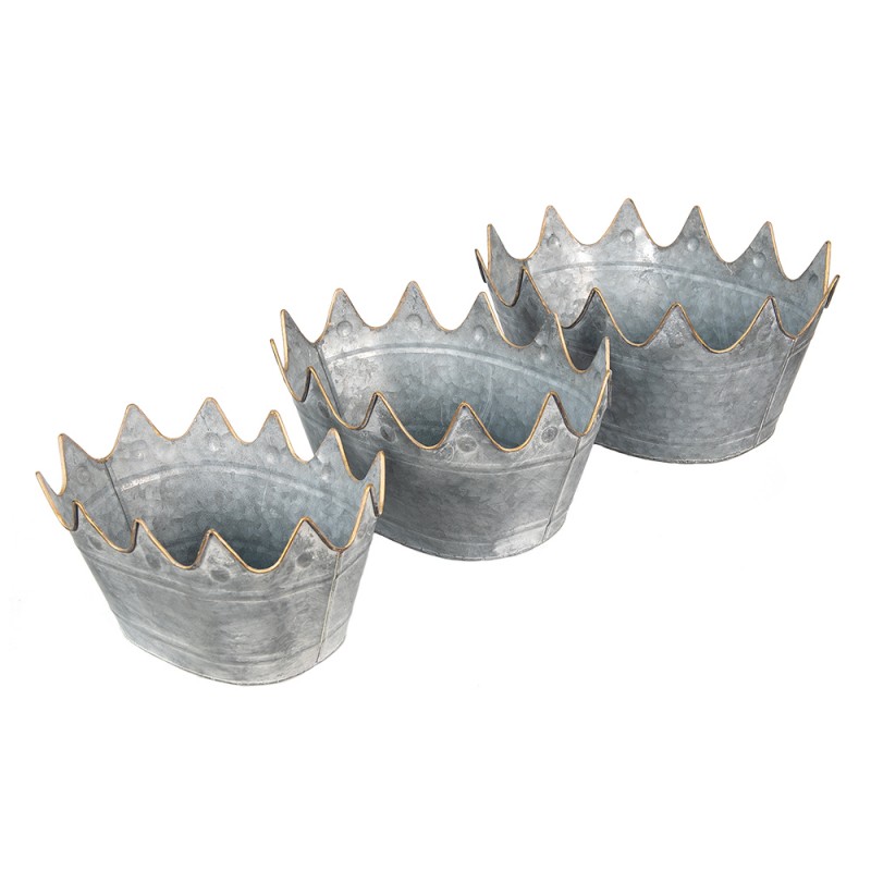 Planteholder Crown 3-pack Gr metal Oval urtepotte , hemmetshjarta.dk