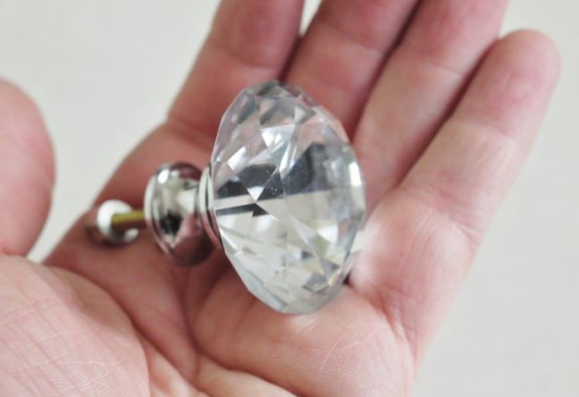 Knob Diamant med flad top 6x4 cm - glas , hemmetshjarta.dk